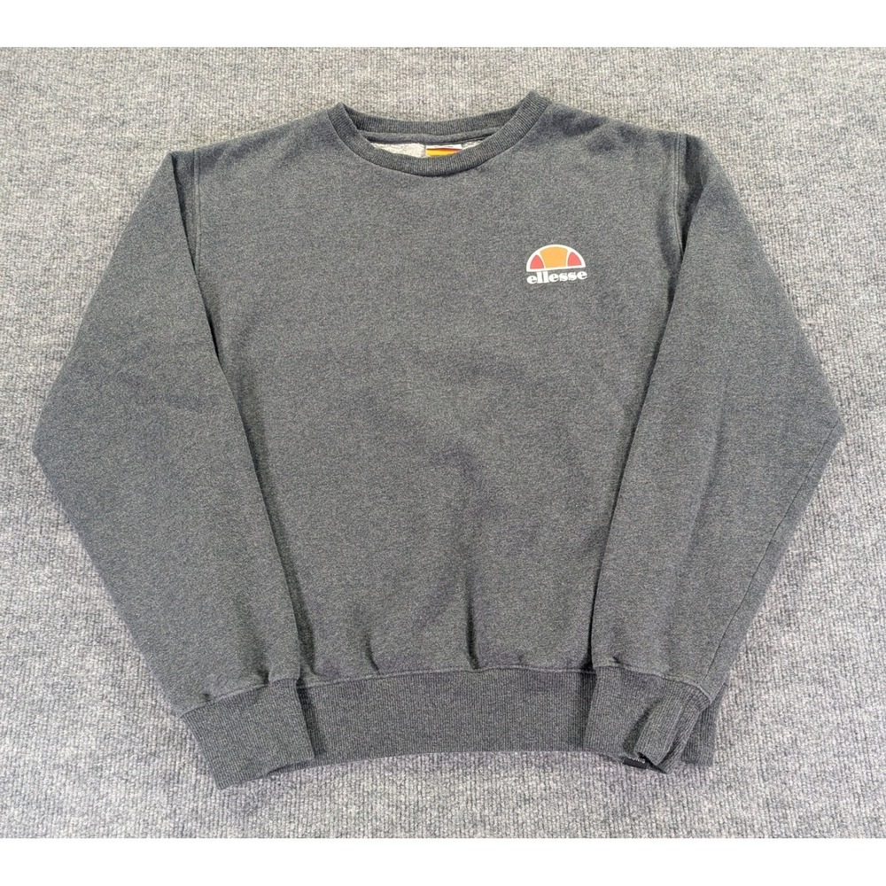 Very Rare Ellesse Women's Crewneck Sweatshirt Gray Fleece Logo Size US 8 EU 40